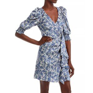 CINQ À SEPT 'Lucinda' Faux-Wrap Mini-Dress, Eclipse Blue Multi